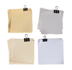 four different types of paper attached with paper clip