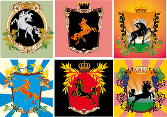 set of frames with heraldic horses