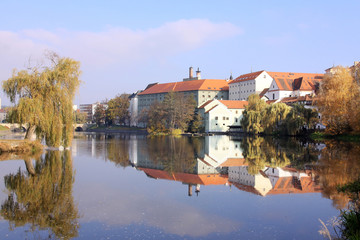 Fototapeta premium The colorful medieval town Pisek in Czech Republic