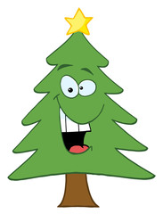 Cartoon Christmas Tree With Star