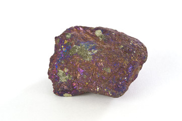 Bornite or "Peacock ore" isolated on white.