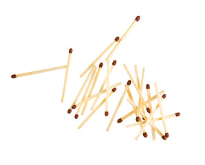 handful of matchsticks isolated on white background
