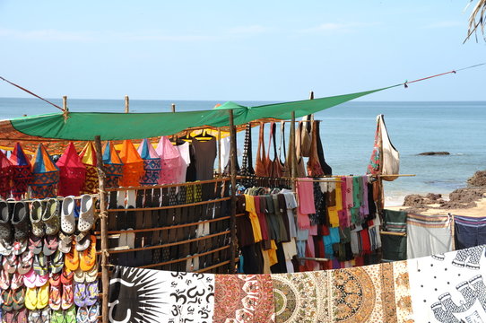 Famous Hippie flee market at Anjuna beach Goa