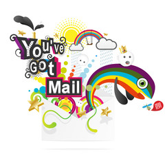 You've got mail. Fantasy colorful vector illustration