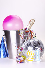 Champagne, party and joy! Celebrate on white background