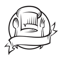 chef hat with spoon and fork