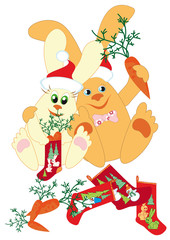 Rabbits prepare gifts for New Year