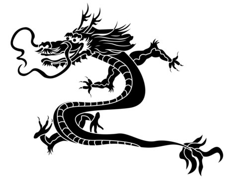 Traditional asian dragon stencil