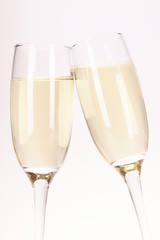 Champagne, party and joy! Celebrate on white background