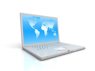 Professional Laptop on white background with reflection