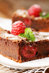 chocolate cake with raspberry
