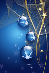 Blue Christmas background with  decorations