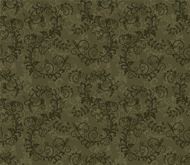 Seamless khaki green foliage pattern