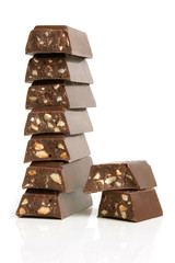 Stack of chocolate pieces