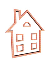 The stylized small house from a brick
