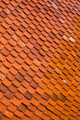 Red tile of Buddhist temple's roof