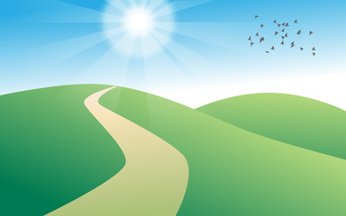 Paesaggio colline con sole