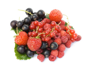 Garden ripe berries isolated on white background