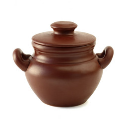 Ceramic pot with a cover isolated