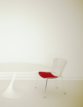 empty room chair on white wall