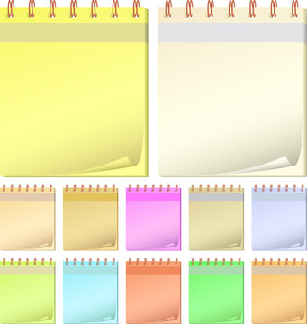 collection color notepads.