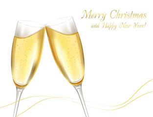 Two glasses of champagne. Vector illustration.