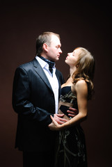Studio shot of bride and groom