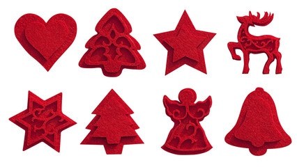 adornos de fieltro en fondo blanco