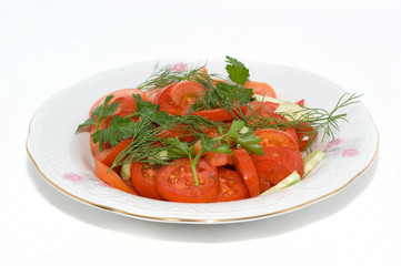 Salad with fresh tomatoes and cucumbers