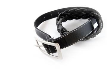 black leather belt isolated