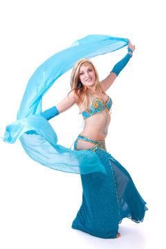 Bellu dancer turning with veil