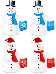 Schneemann auf Shopping-Tour