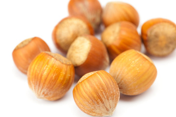hazelnuts isolated on white