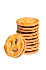 Smiling stuffed biscuit isolated on white background