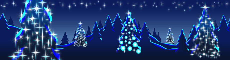 Weihnachtsbäume, Winter, Wald, Kulisse, Illustration, endlos - 27978753