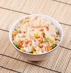 Fried rice with vegetables and prawn
