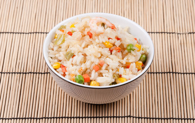 Fried rice with vegetables and prawn