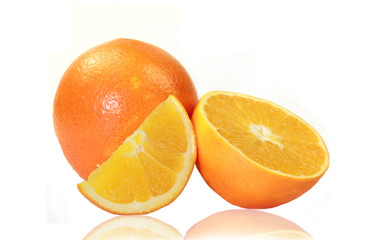 Fresh oranges on white background