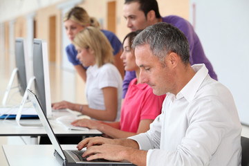 Adult man attending business training
