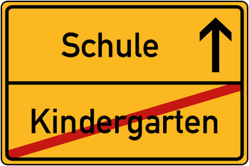 Ortstafel Kindergarten und Schule