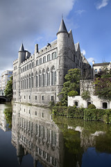 View of medieval castle in Bruges, Belgium
