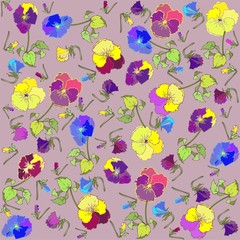 Plakat Retro floral background. Pansies.