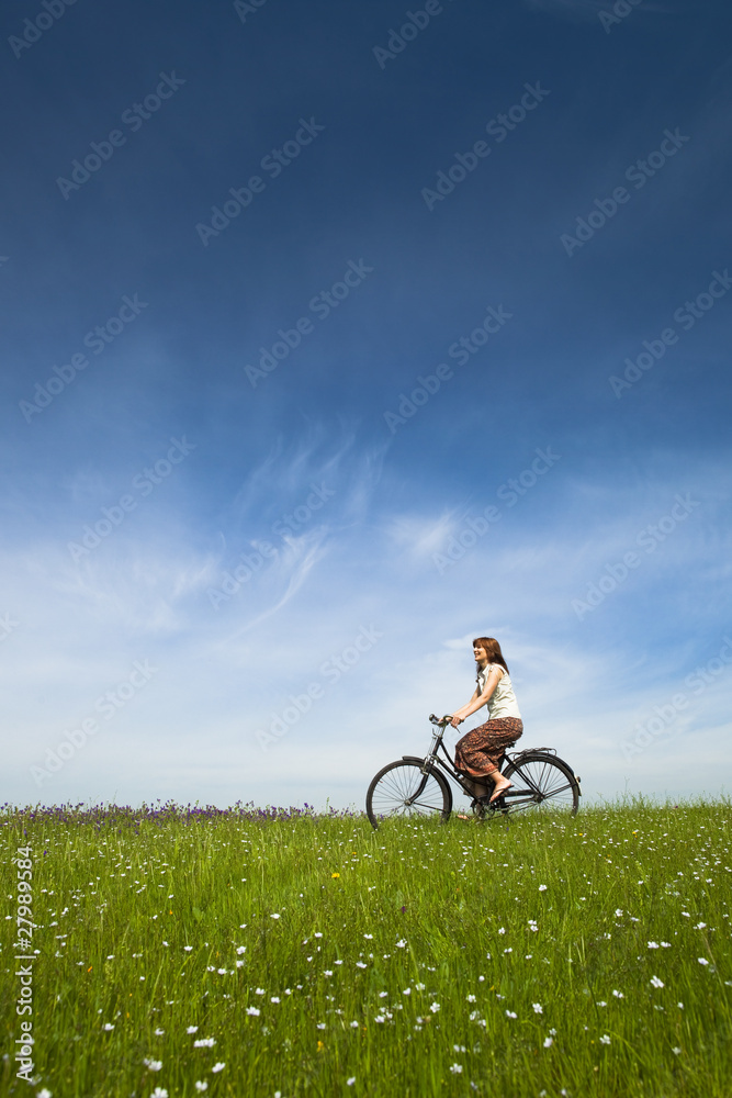 Sticker riding a bicycle