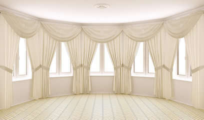 Classical interior with curtains