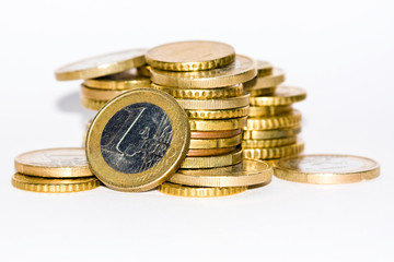 Euro coins isolated on white