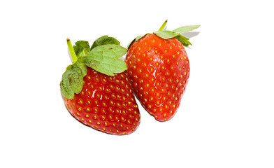 Two strawberries isolated on white