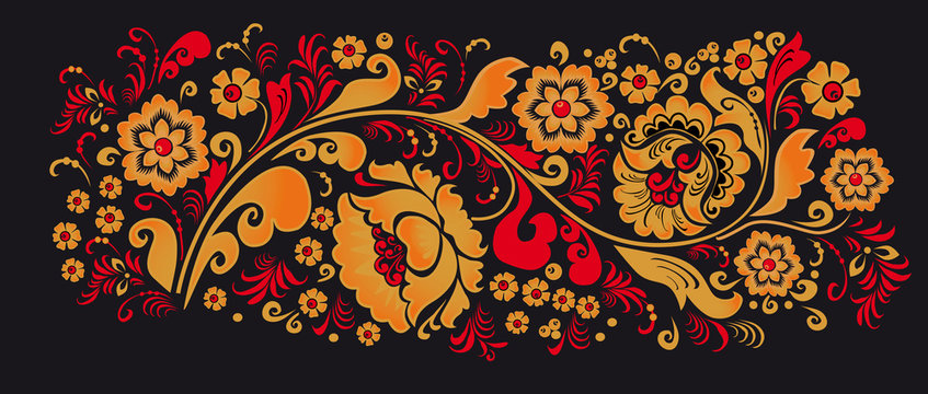 Pattern in style hohloma national creativity