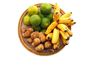 Trditional Tropical Thai Fruit set in Basket