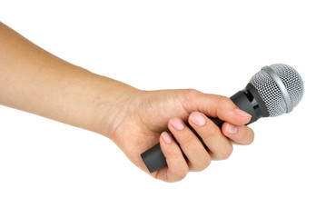 Interview: hand with microphone