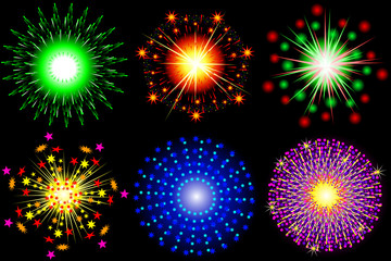 Fuegos artificiales con fondo negro